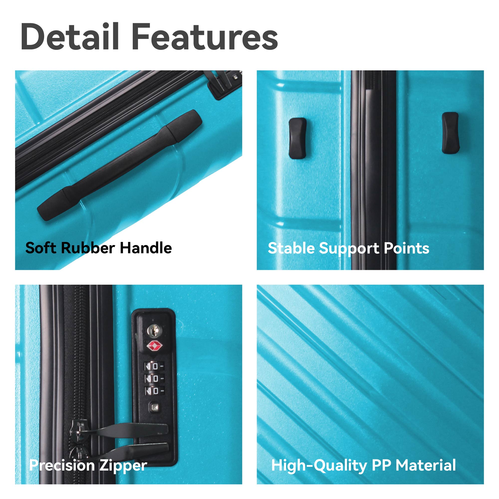 3-Piece Luggage Sets (20", 24", 28"), Suitcase With Wheels, Hardside Suitcase With Four Spinner Wheels And Scratch-Resistant Surface, Peacock Blue
_voghion.com